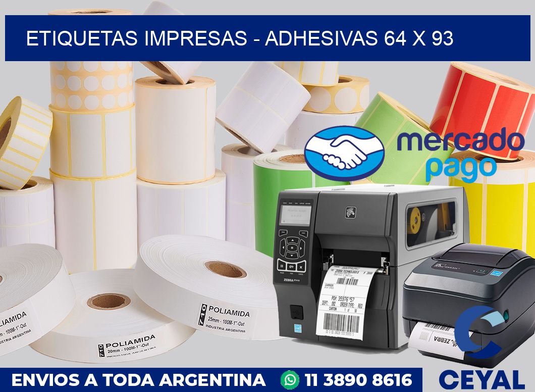 etiquetas impresas - Adhesivas 64 x 93