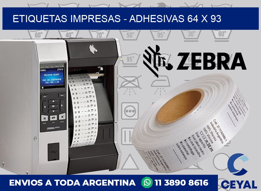 etiquetas impresas - Adhesivas 64 x 93