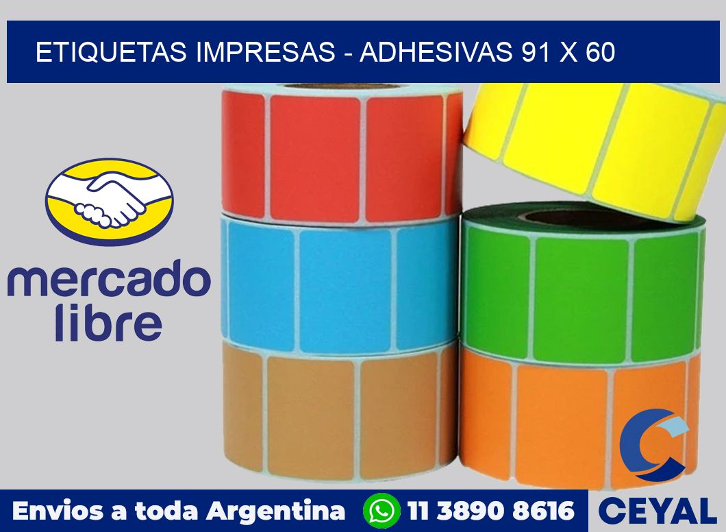 etiquetas impresas - Adhesivas 91 x 60
