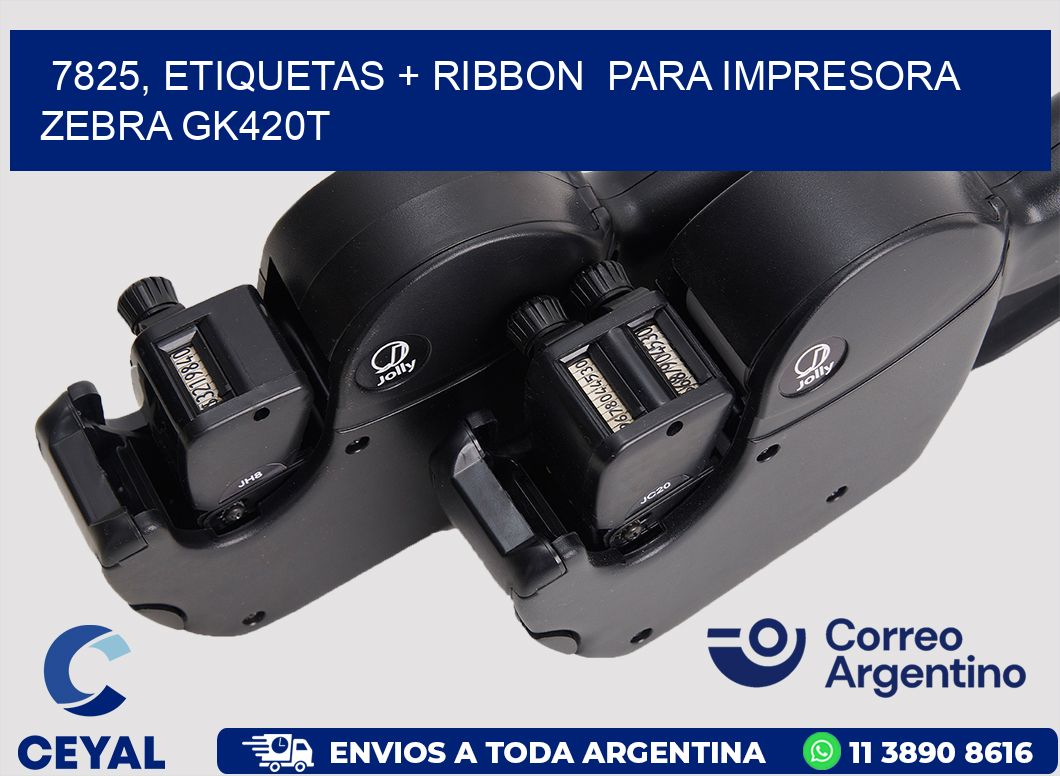 7825, etiquetas + ribbon  para impresora zebra GK420T