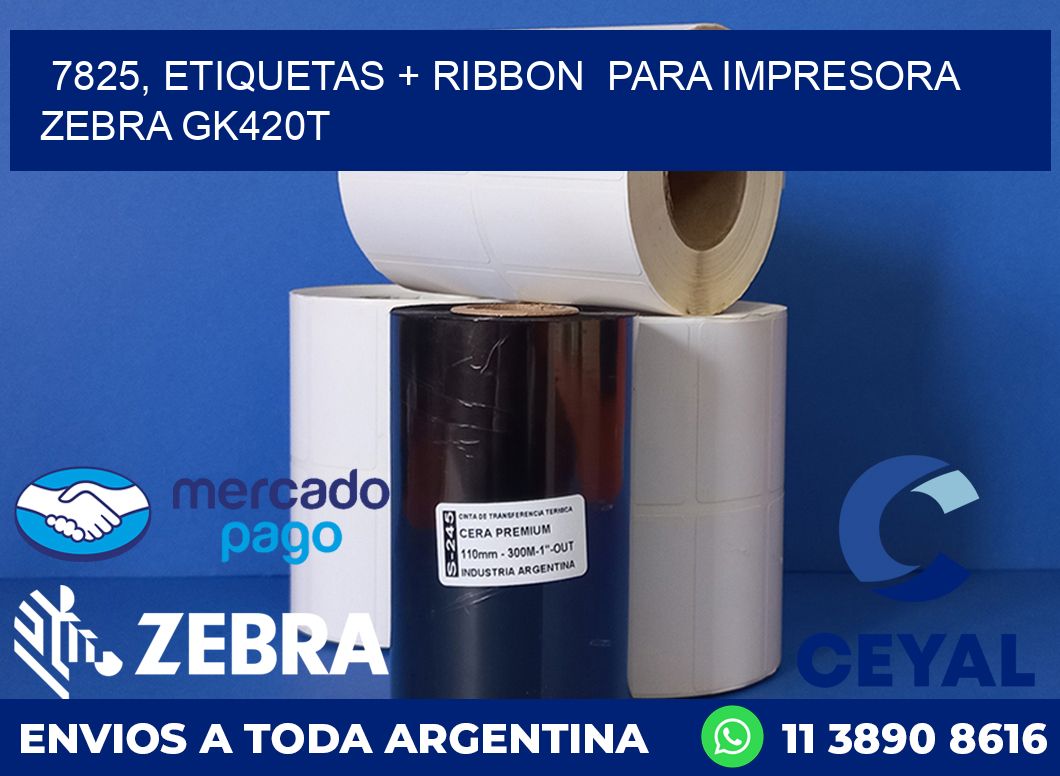 7825, etiquetas + ribbon  para impresora zebra GK420T
