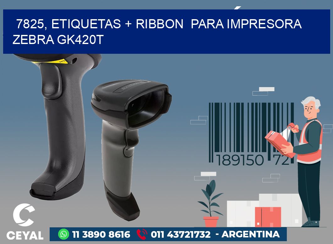 7825, etiquetas + ribbon  para impresora zebra GK420T