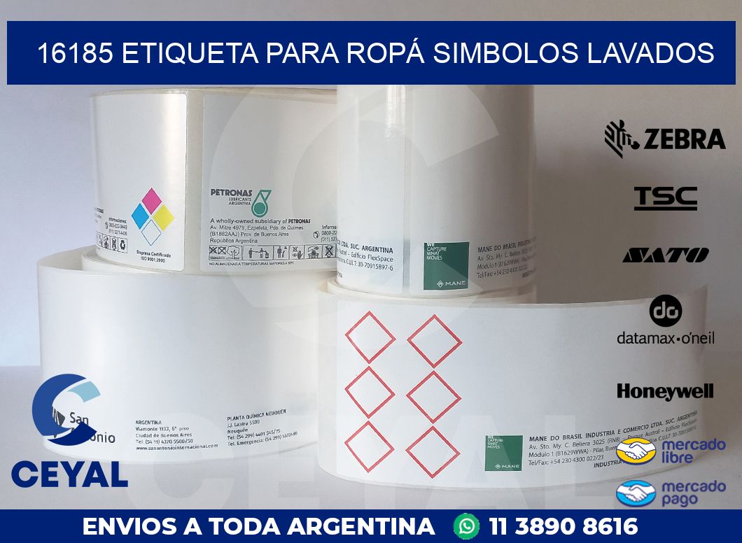 16185 ETIQUETA PARA ROPÁ SIMBOLOS LAVADOS