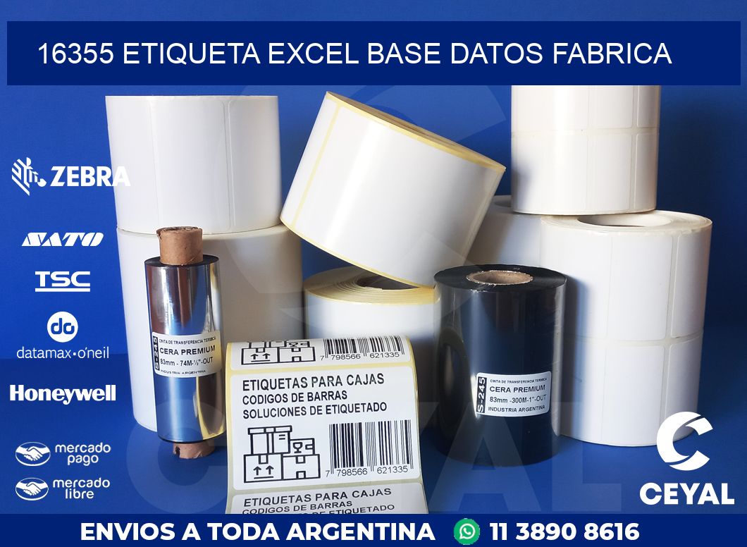 16355 etiqueta excel base datos fabrica