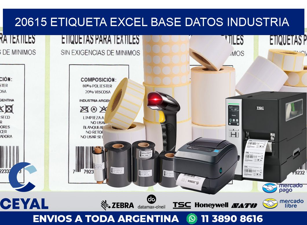 20615 etiqueta excel base datos industria