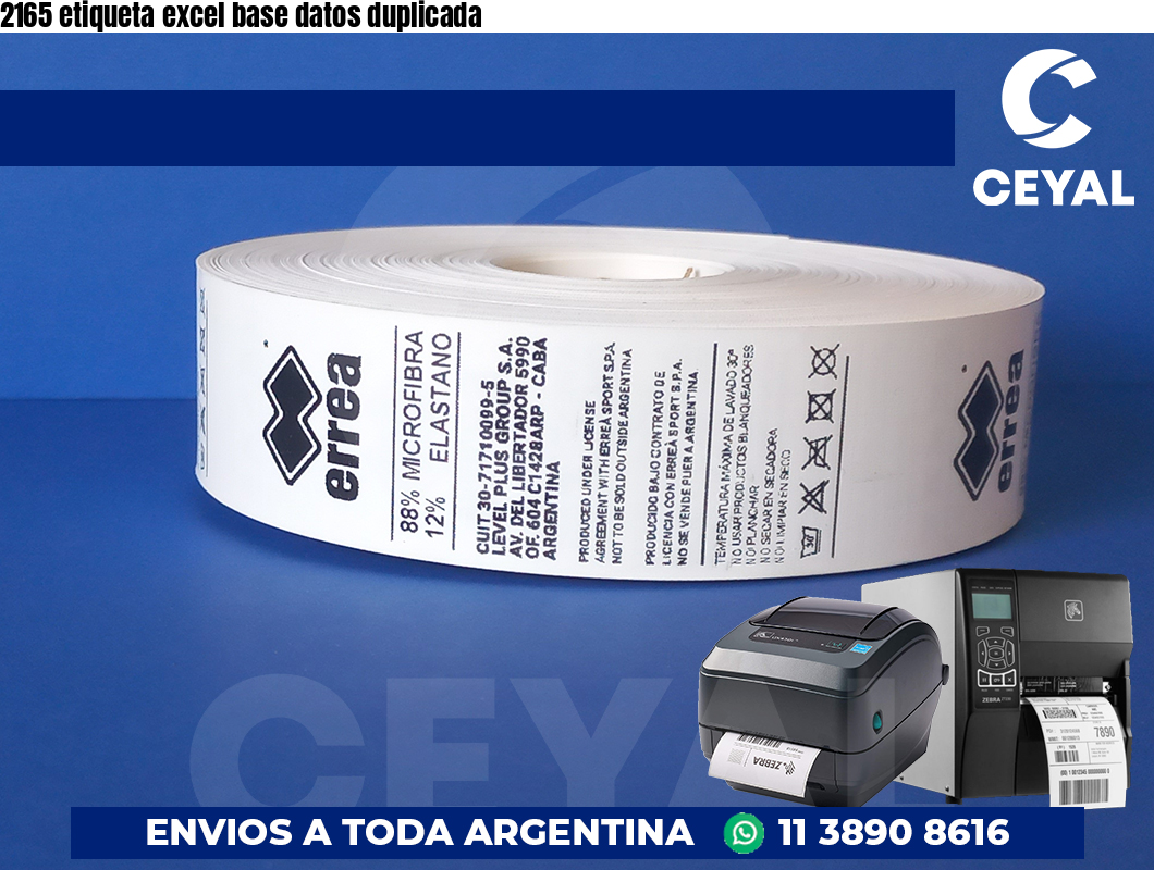 2165 etiqueta excel base datos duplicada