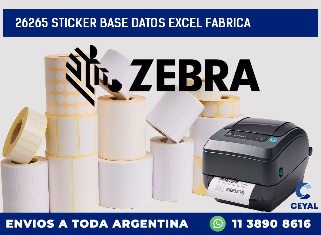 26265 sticker base datos excel fabrica