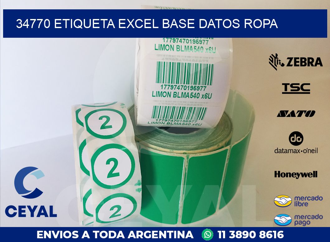 34770 etiqueta excel base datos ropa