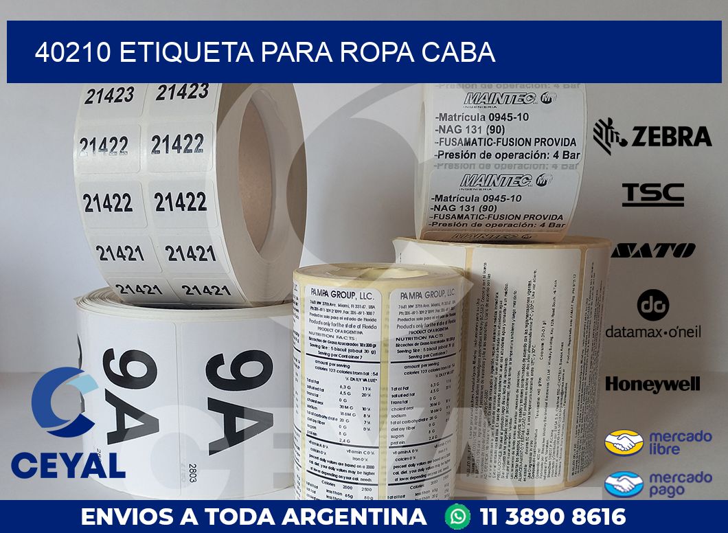 40210 ETIQUETA PARA ROPA CABA