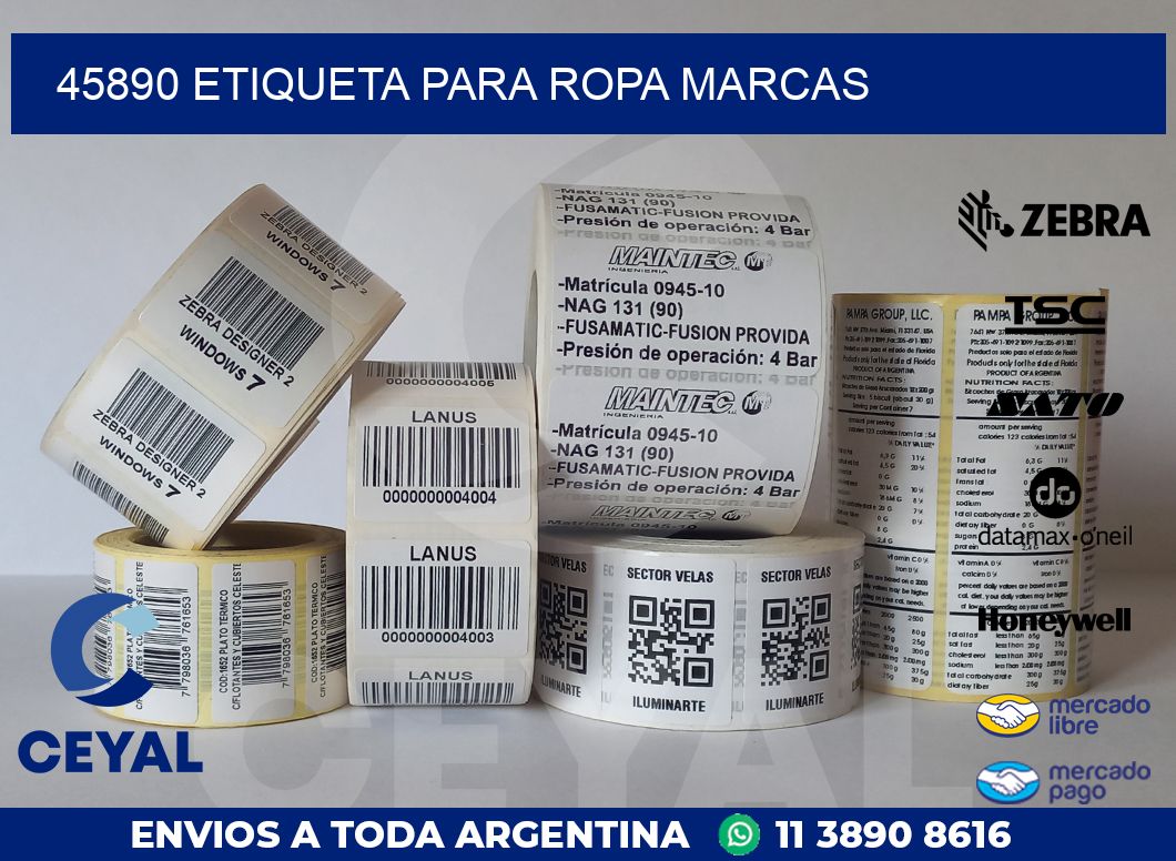 45890 ETIQUETA PARA ROPA MARCAS