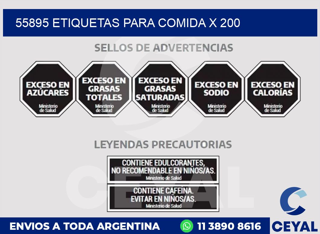 55895 ETIQUETAS PARA COMIDA x 200