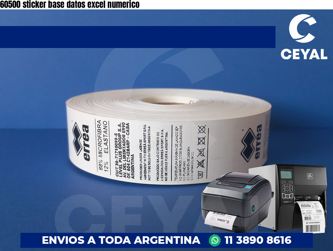 60500 sticker base datos excel numerico