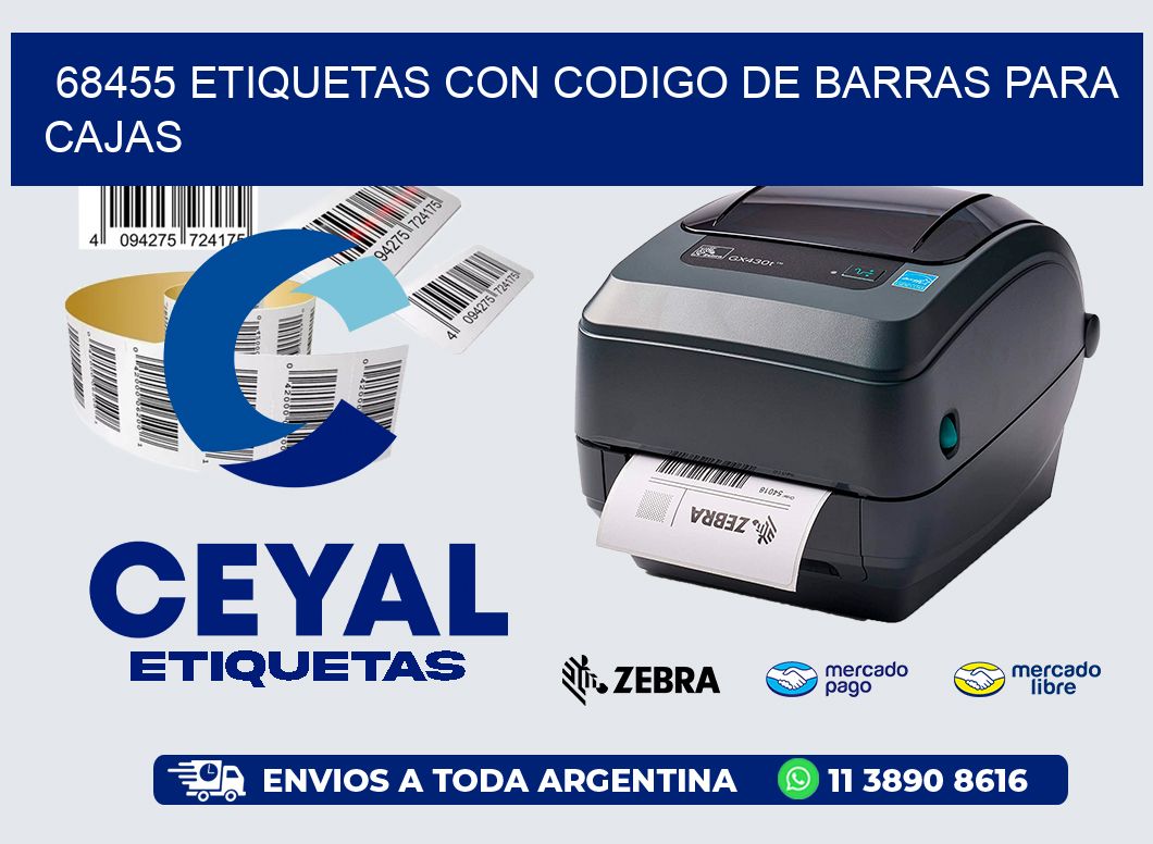 68455 ETIQUETAS CON CODIGO DE BARRAS PARA CAJAS