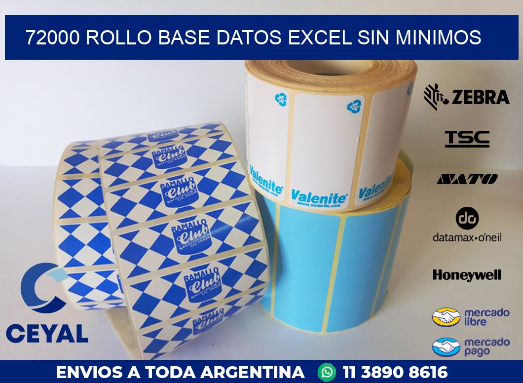 72000 rollo base datos excel sin minimos