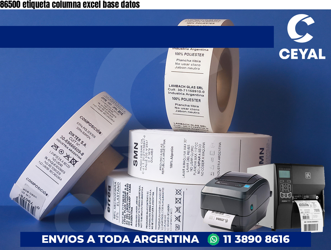 86500 etiqueta columna excel base datos