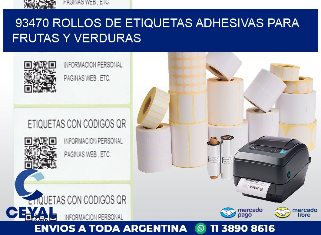 93470 ROLLOS DE ETIQUETAS ADHESIVAS PARA FRUTAS Y VERDURAS
