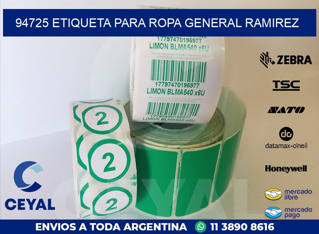 94725 ETIQUETA PARA ROPA GENERAL RAMIREZ