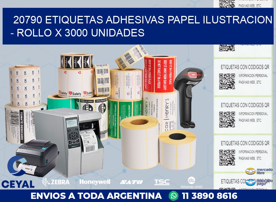 20790 ETIQUETAS ADHESIVAS PAPEL ILUSTRACION - ROLLO X 3000 UNIDADES