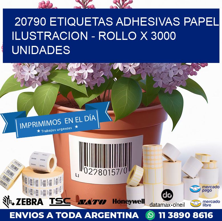 20790 ETIQUETAS ADHESIVAS PAPEL ILUSTRACION – ROLLO X 3000 UNIDADES