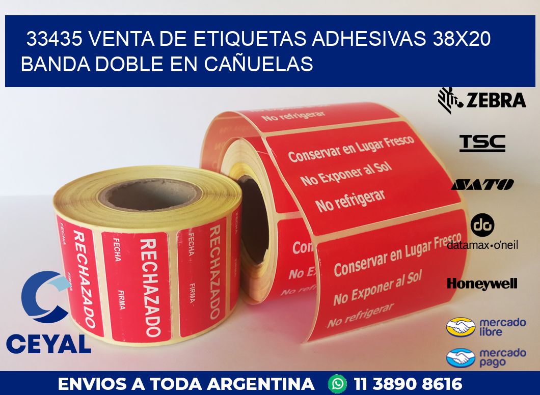 33435 VENTA DE ETIQUETAS ADHESIVAS 38X20 BANDA DOBLE EN CAÑUELAS