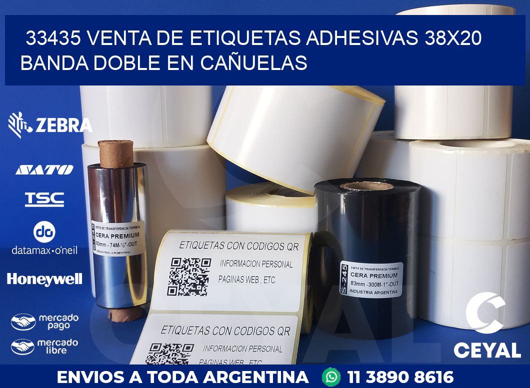 33435 VENTA DE ETIQUETAS ADHESIVAS 38X20 BANDA DOBLE EN CAÑUELAS