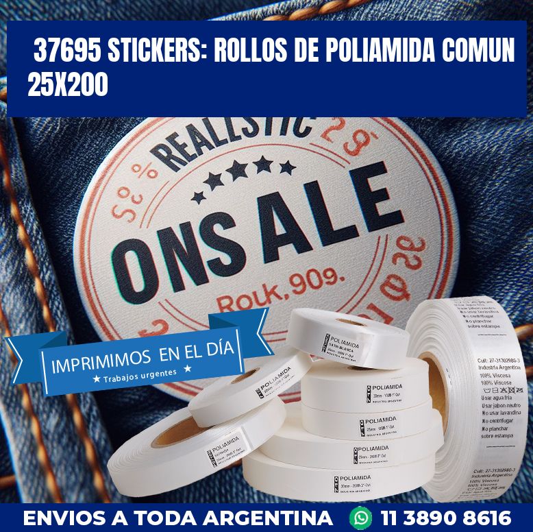 37695 STICKERS: ROLLOS DE POLIAMIDA COMUN 25X200