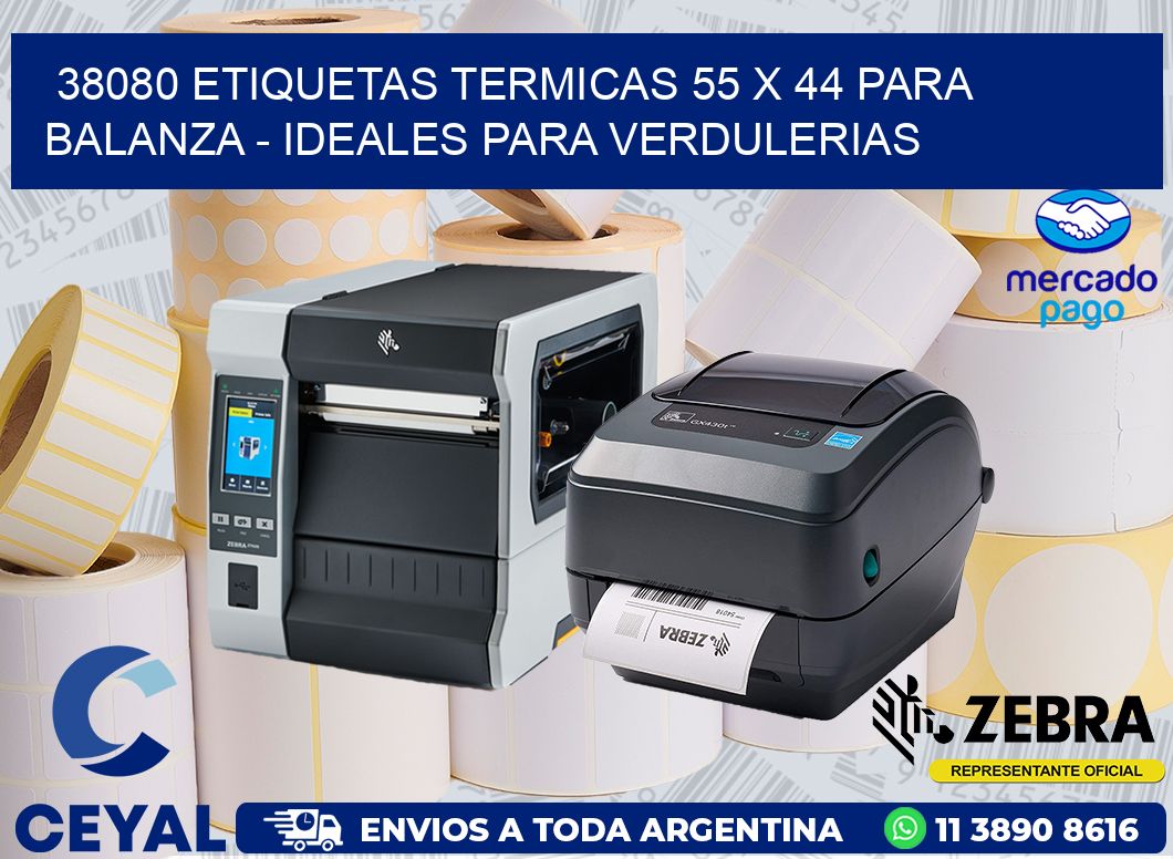 38080 ETIQUETAS TERMICAS 55 X 44 PARA BALANZA - IDEALES PARA VERDULERIAS