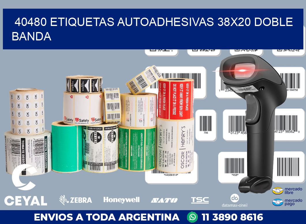 40480 ETIQUETAS AUTOADHESIVAS 38X20 DOBLE BANDA
