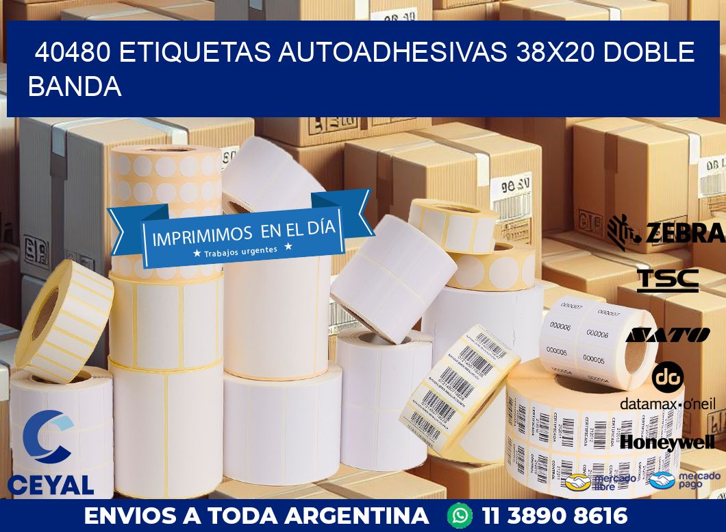 40480 ETIQUETAS AUTOADHESIVAS 38X20 DOBLE BANDA