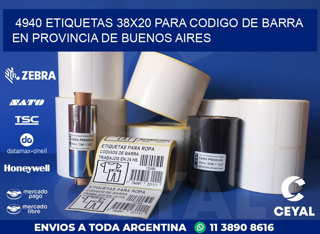 4940 ETIQUETAS 38X20 PARA CODIGO DE BARRA EN PROVINCIA DE BUENOS AIRES