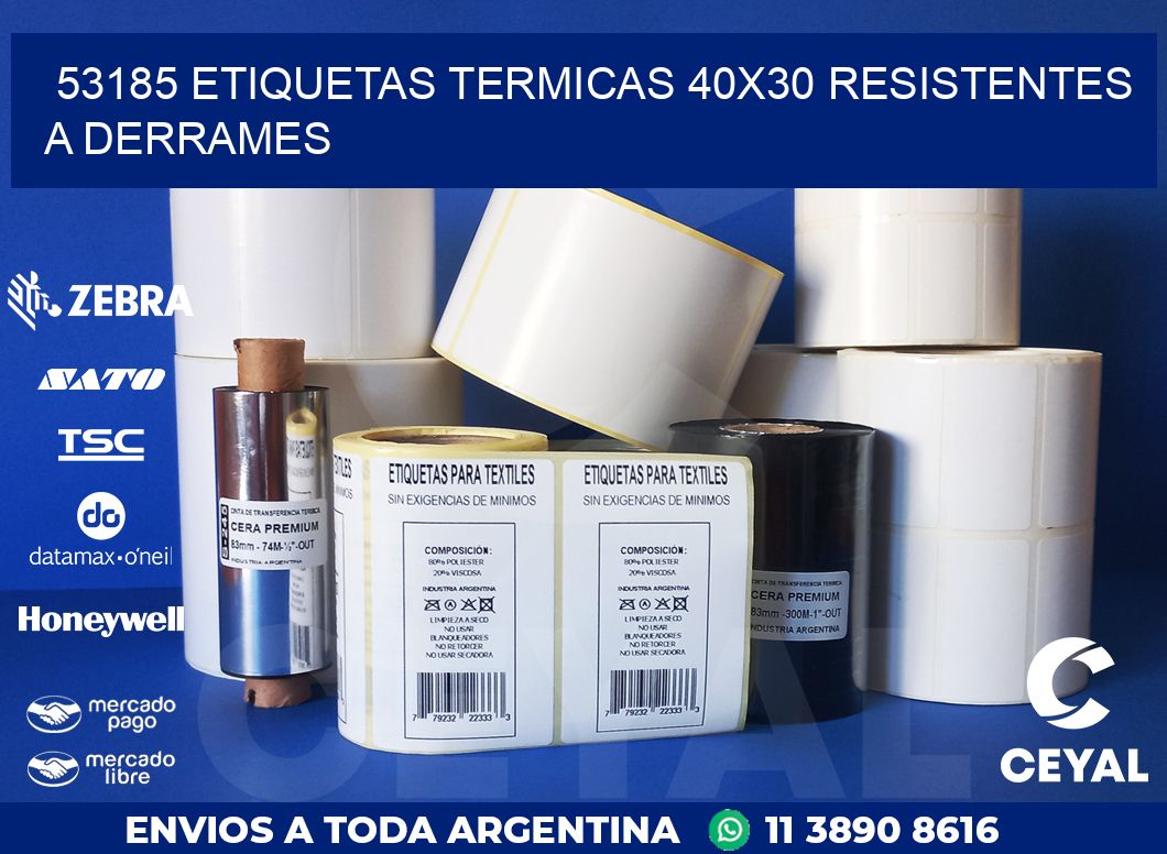 53185 ETIQUETAS TERMICAS 40X30 RESISTENTES A DERRAMES