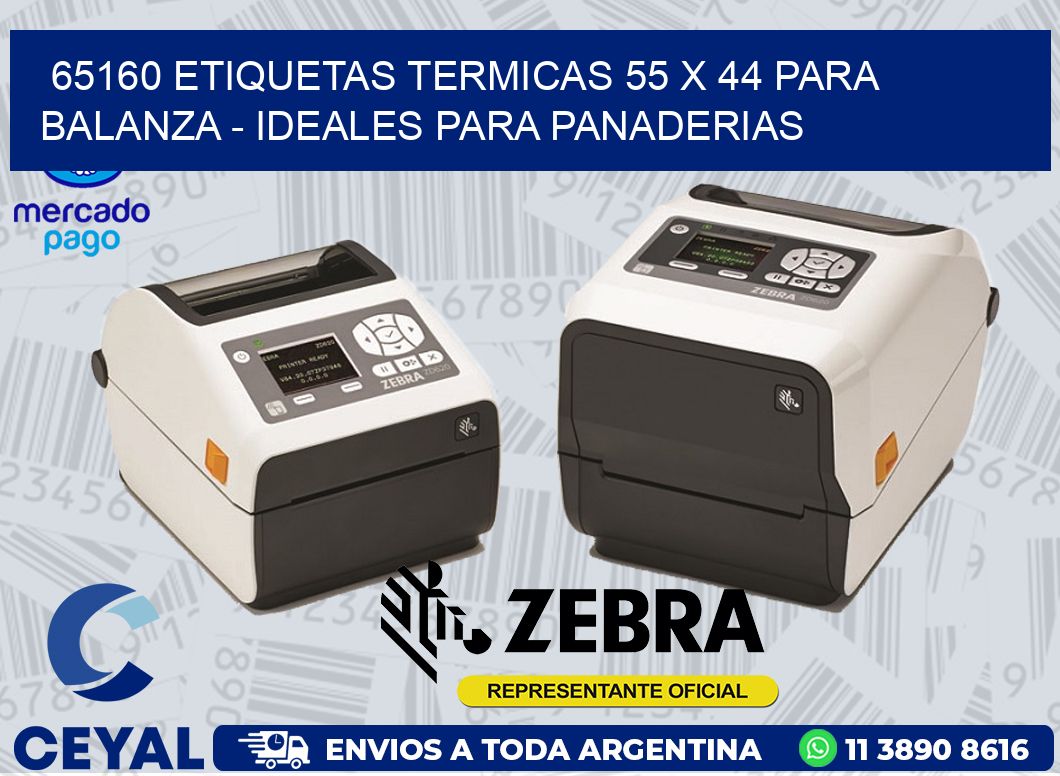 65160 ETIQUETAS TERMICAS 55 X 44 PARA BALANZA - IDEALES PARA PANADERIAS