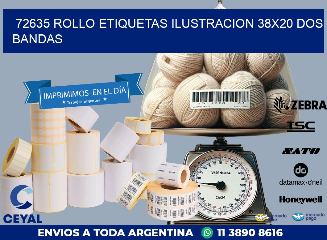 72635 ROLLO ETIQUETAS ILUSTRACION 38X20 DOS BANDAS
