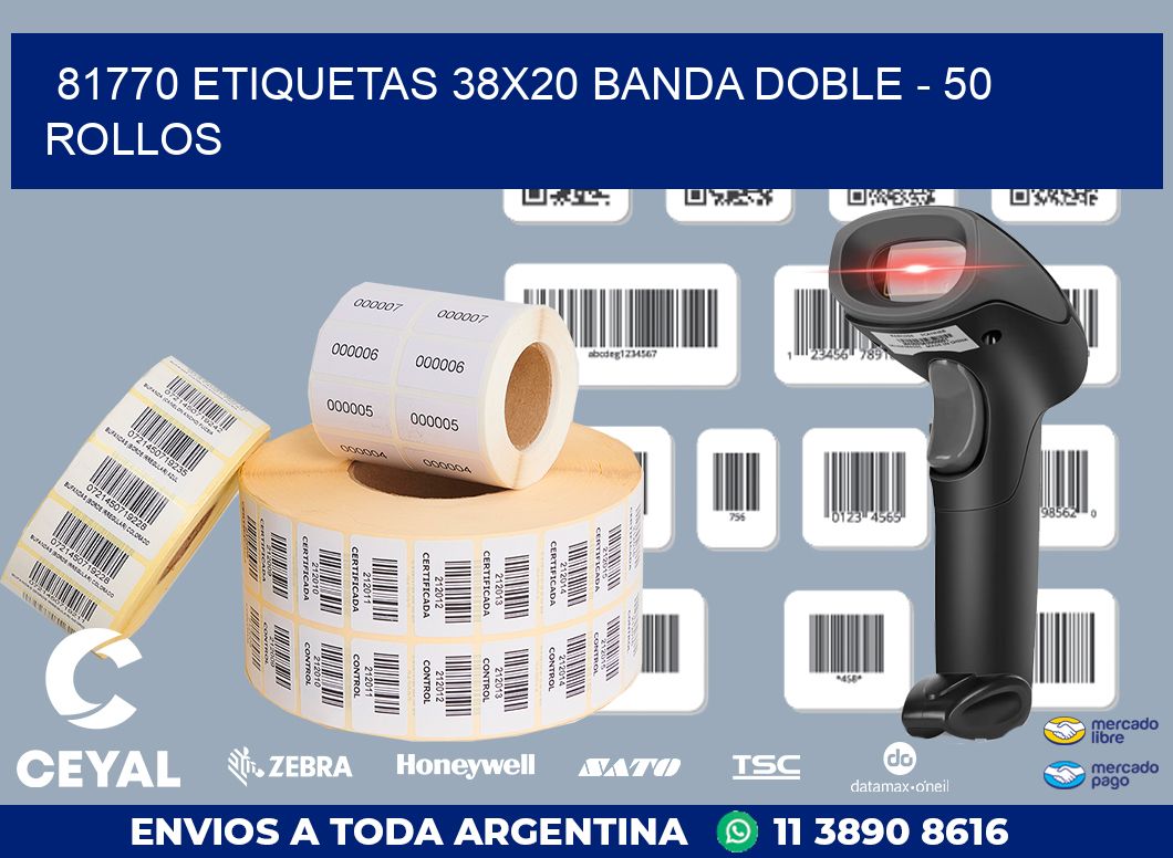 81770 ETIQUETAS 38X20 BANDA DOBLE - 50 ROLLOS
