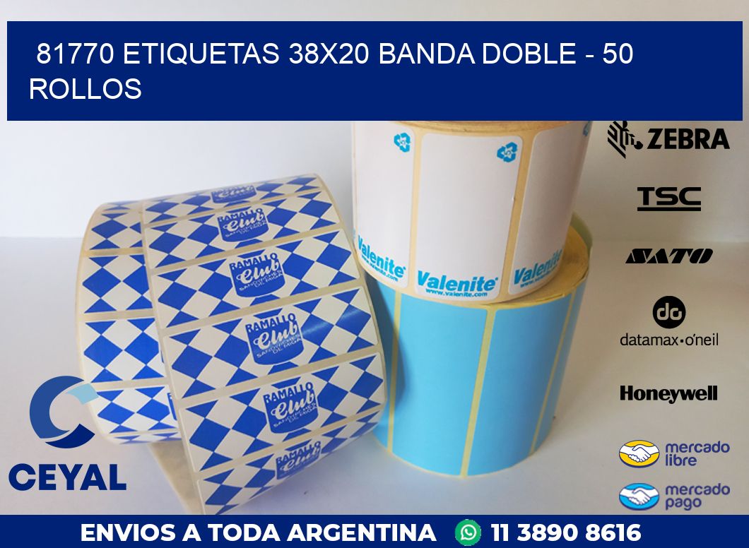 81770 ETIQUETAS 38X20 BANDA DOBLE - 50 ROLLOS