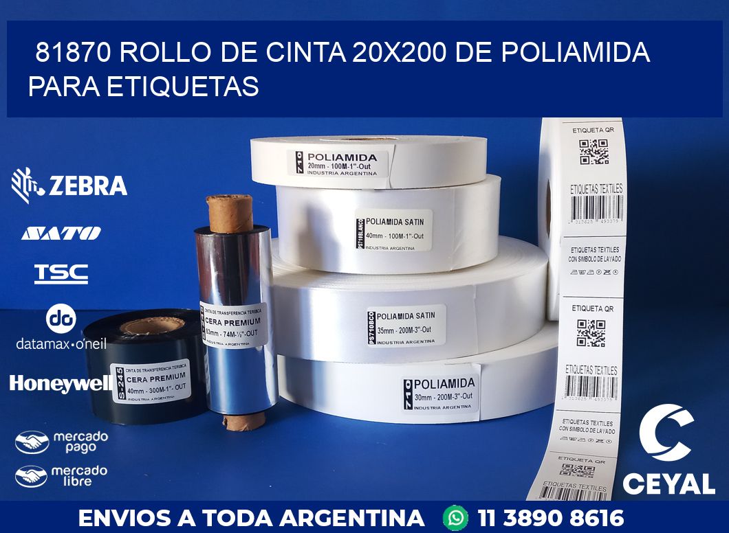 81870 ROLLO DE CINTA 20X200 DE POLIAMIDA PARA ETIQUETAS