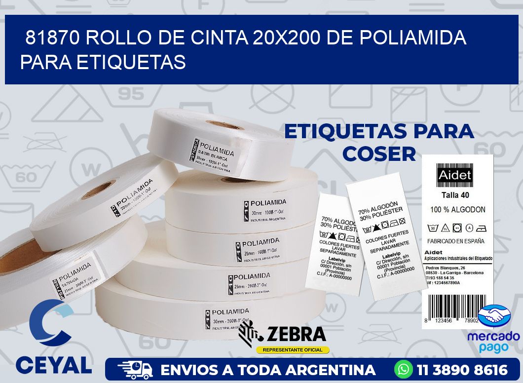 81870 ROLLO DE CINTA 20X200 DE POLIAMIDA PARA ETIQUETAS