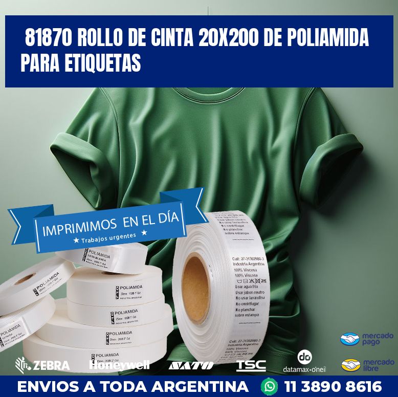 81870 ROLLO DE CINTA 20X200 DE POLIAMIDA PARA ETIQUETAS