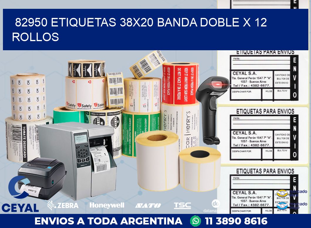 82950 ETIQUETAS 38X20 BANDA DOBLE X 12 ROLLOS