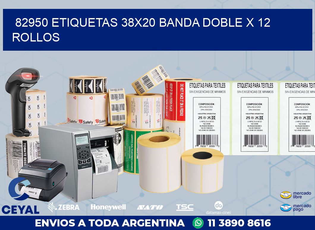 82950 ETIQUETAS 38X20 BANDA DOBLE X 12 ROLLOS