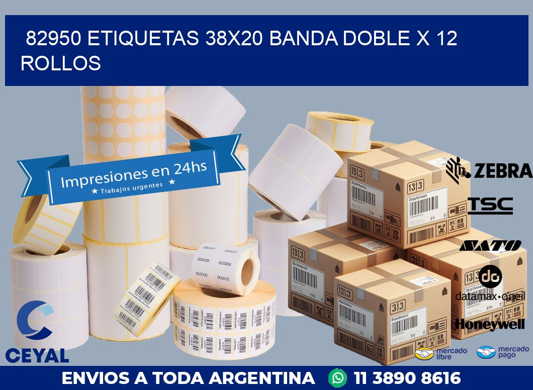 82950 ETIQUETAS 38X20 BANDA DOBLE X 12 ROLLOS