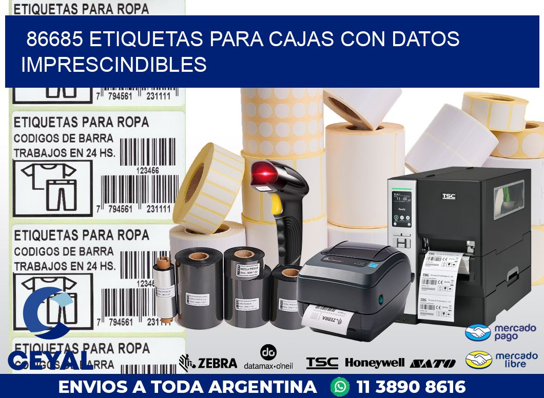 86685 ETIQUETAS PARA CAJAS CON DATOS IMPRESCINDIBLES