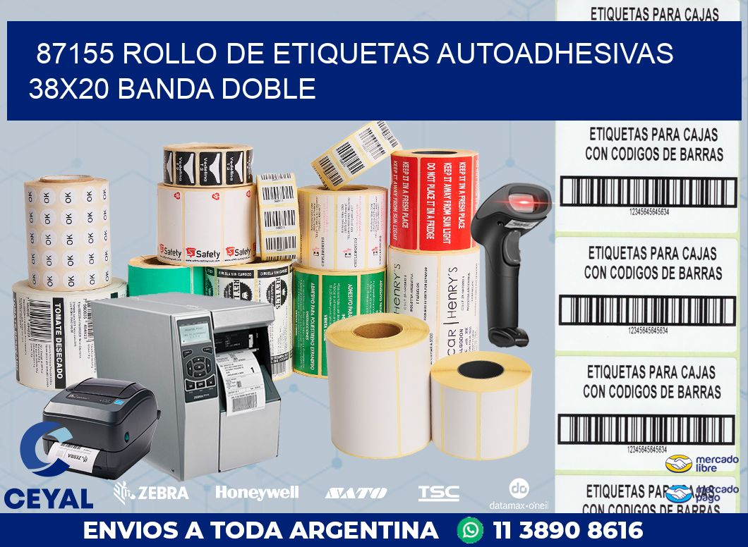 87155 ROLLO DE ETIQUETAS AUTOADHESIVAS 38X20 BANDA DOBLE