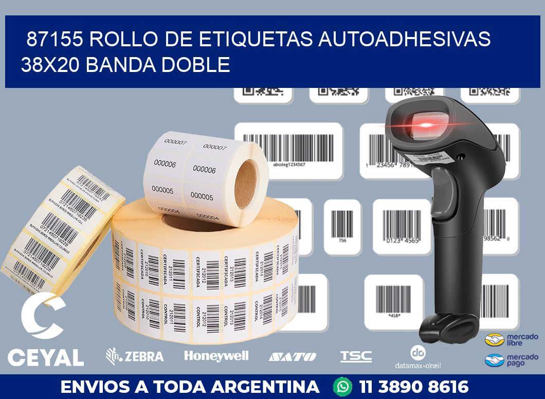 87155 ROLLO DE ETIQUETAS AUTOADHESIVAS 38X20 BANDA DOBLE