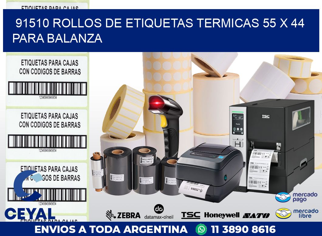 91510 ROLLOS DE ETIQUETAS TERMICAS 55 X 44 PARA BALANZA