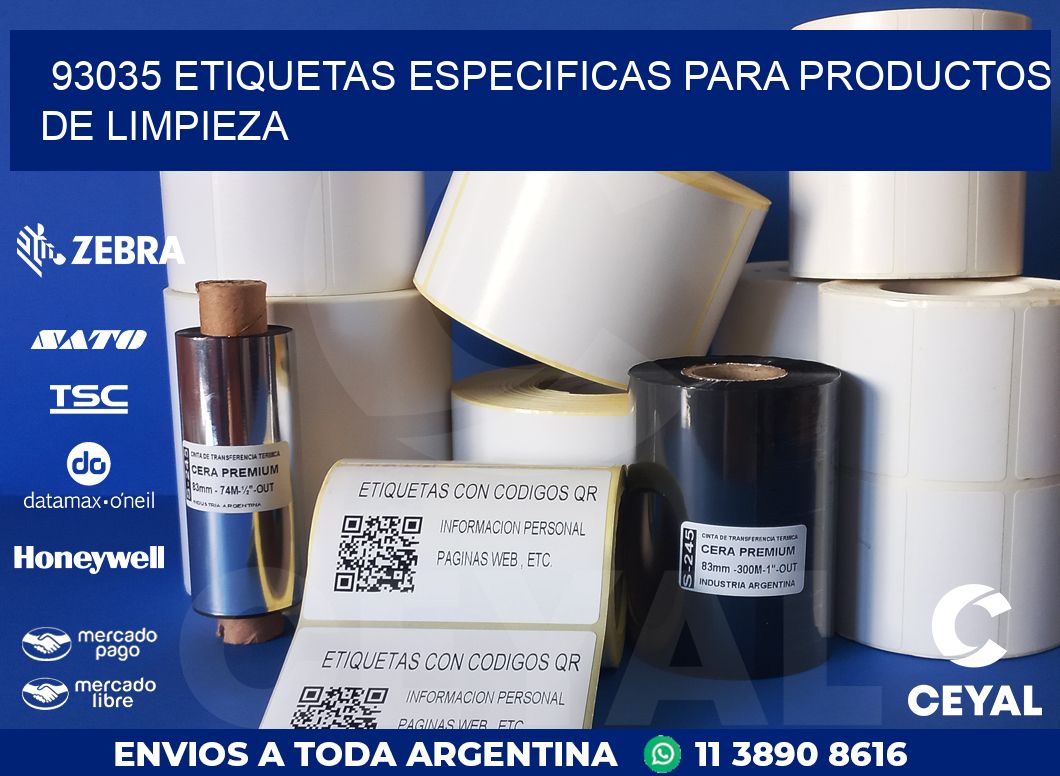 93035 ETIQUETAS ESPECIFICAS PARA PRODUCTOS DE LIMPIEZA