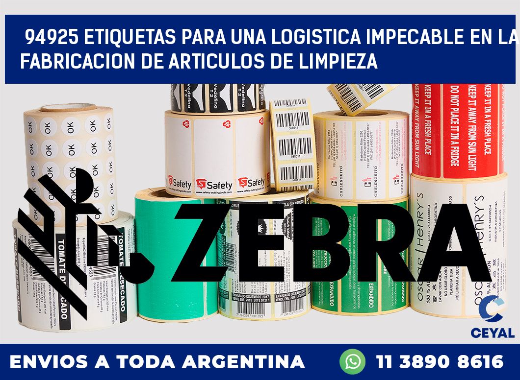 94925 ETIQUETAS PARA UNA LOGISTICA IMPECABLE EN LA FABRICACION DE ARTICULOS DE LIMPIEZA