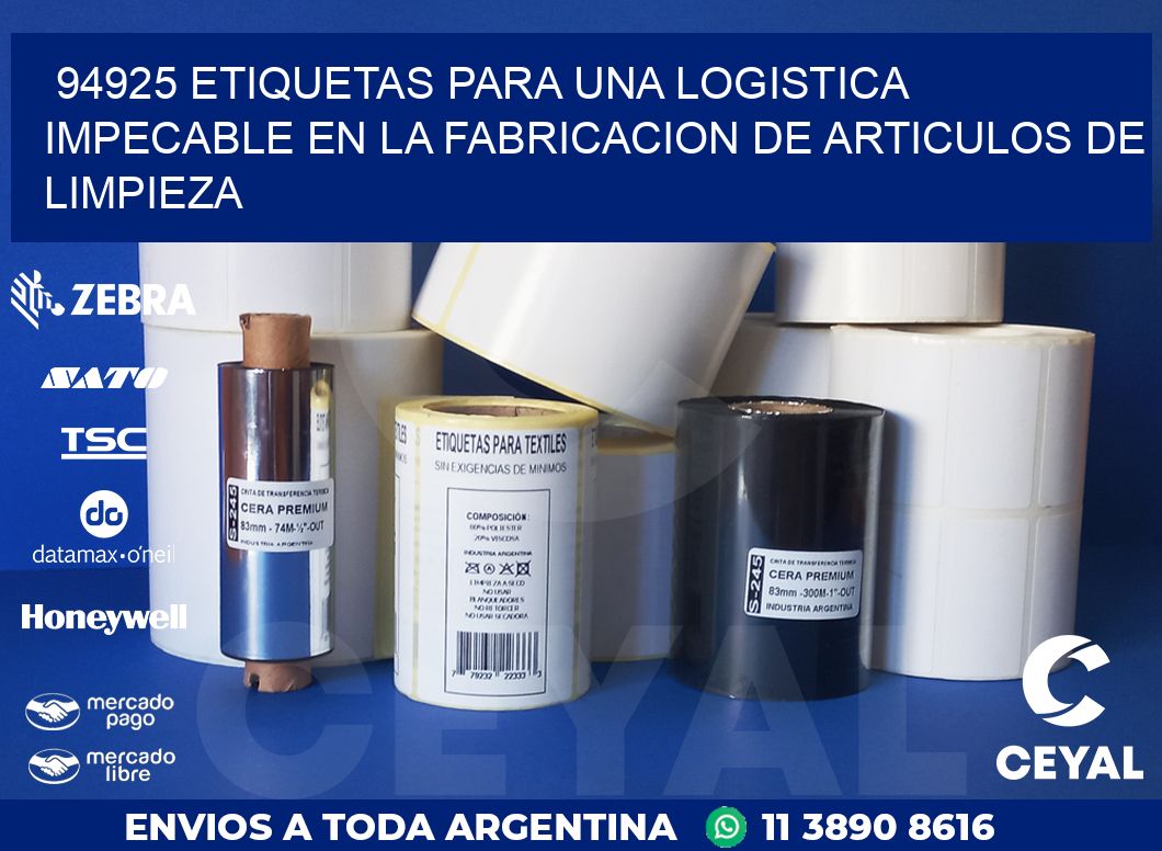 94925 ETIQUETAS PARA UNA LOGISTICA IMPECABLE EN LA FABRICACION DE ARTICULOS DE LIMPIEZA
