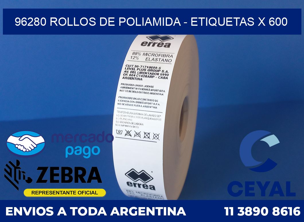 96280 ROLLOS DE POLIAMIDA - ETIQUETAS X 600