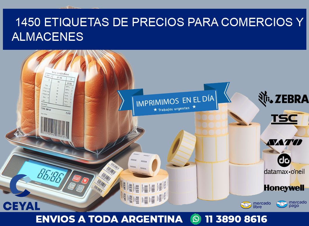 1450 ETIQUETAS DE PRECIOS PARA COMERCIOS Y ALMACENES